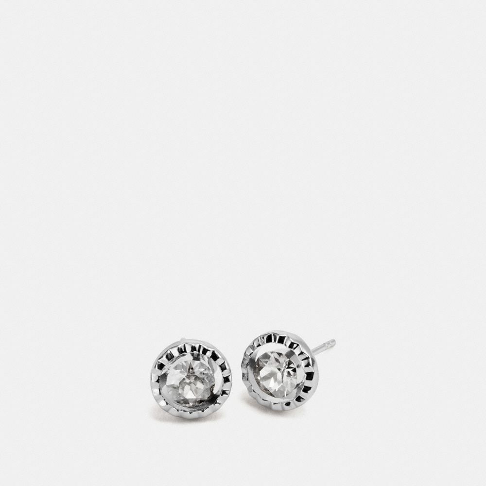 COACH F58459 DAISY RIVET STONE STUD EARRING SILVER