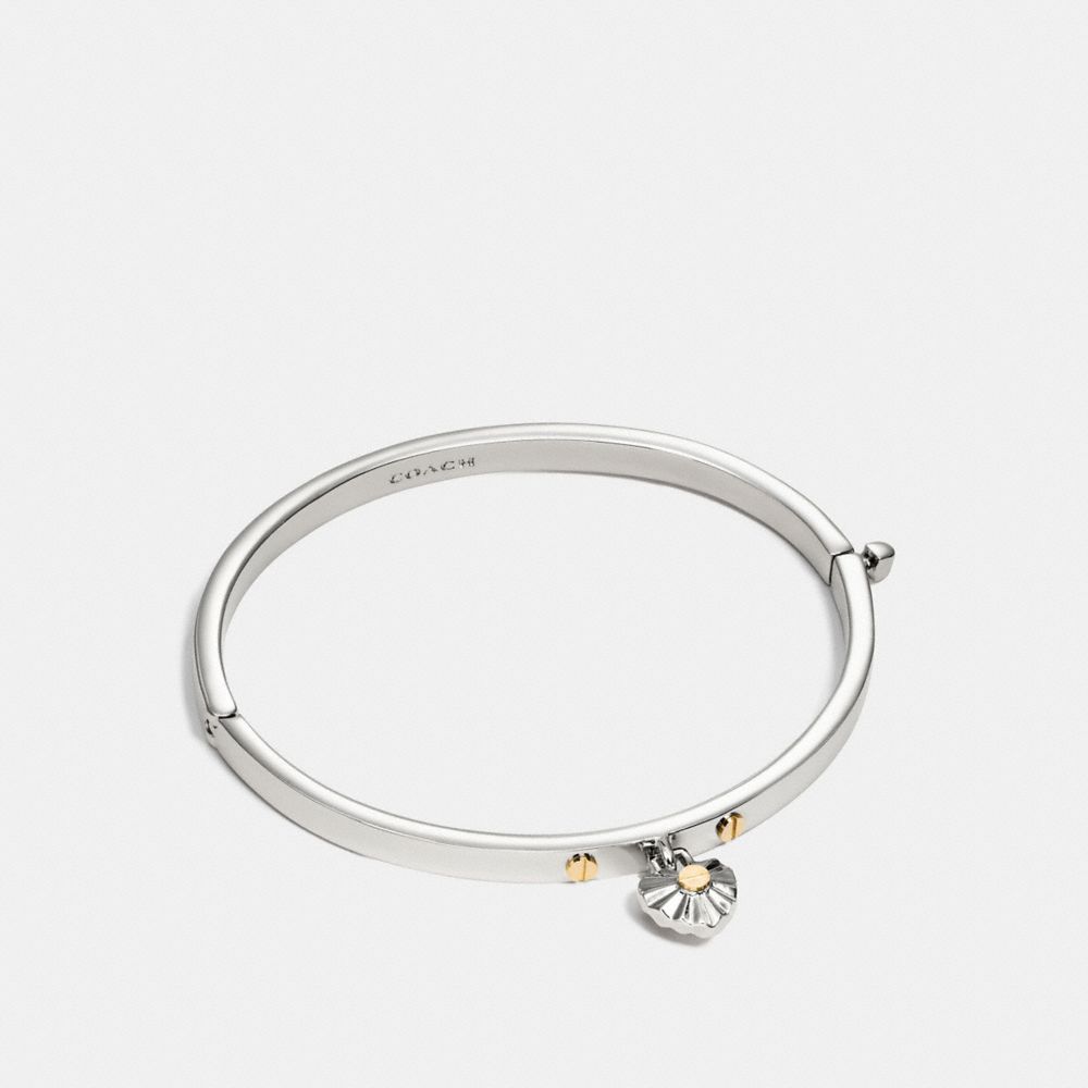 COACH f58465 DAISY RIVET HEART HINGED BANGLE SILVER/MULTICOLOR