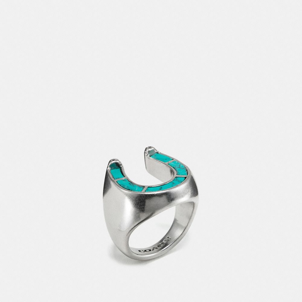 COACH WESTERN HORSESHOE RING - SILVER/TURQUOISE - f58480