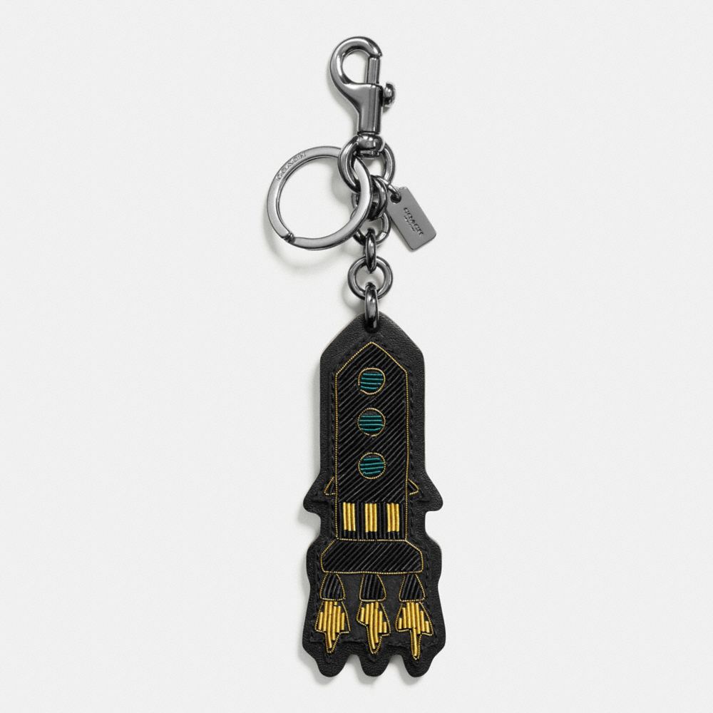 COACH EMBROIDERED ROCKET BAG CHARM - BLACK - F58491