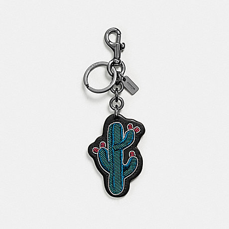 COACH EMBROIDERED CACTUS BAG CHARM - CHALK/TEAL - F58493