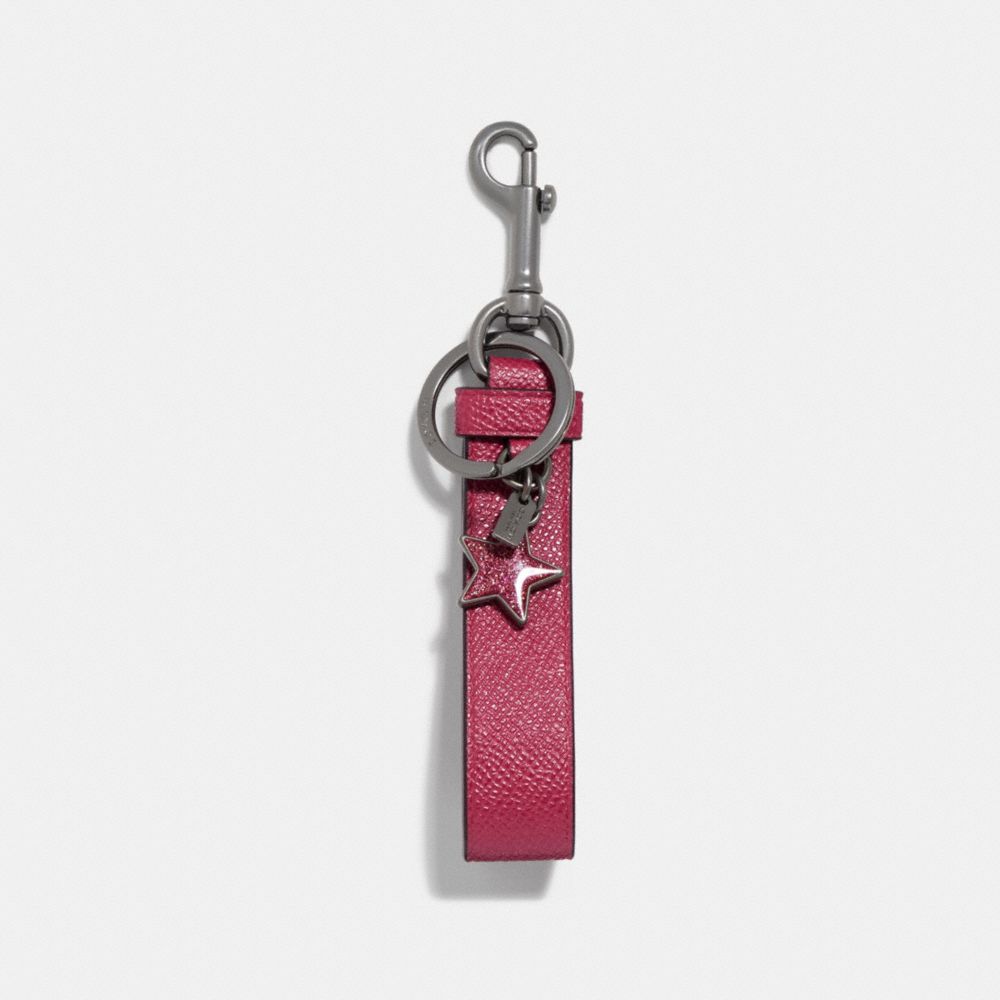 CHARM LOOP BAG CHARM - COACH f58502 - METALLIC HOT PINK/BLACK