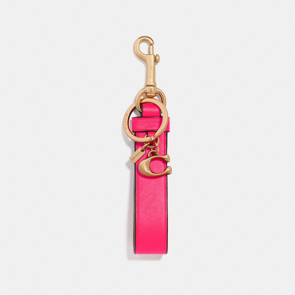 COACH F58502 CHARM LOOP BAG CHARM NEON-PINK/GOLD