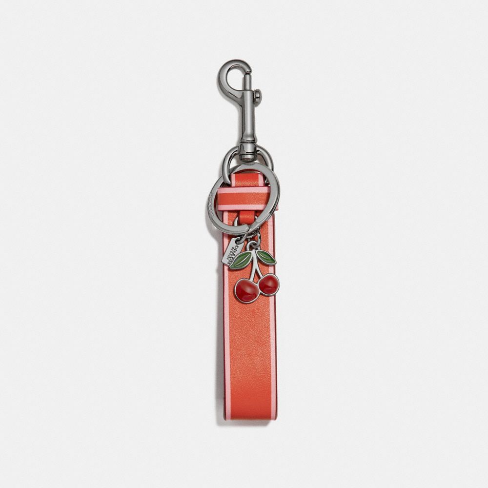 CHARM LOOP BAG CHARM - f58502 - ORANGE RED/SILVER