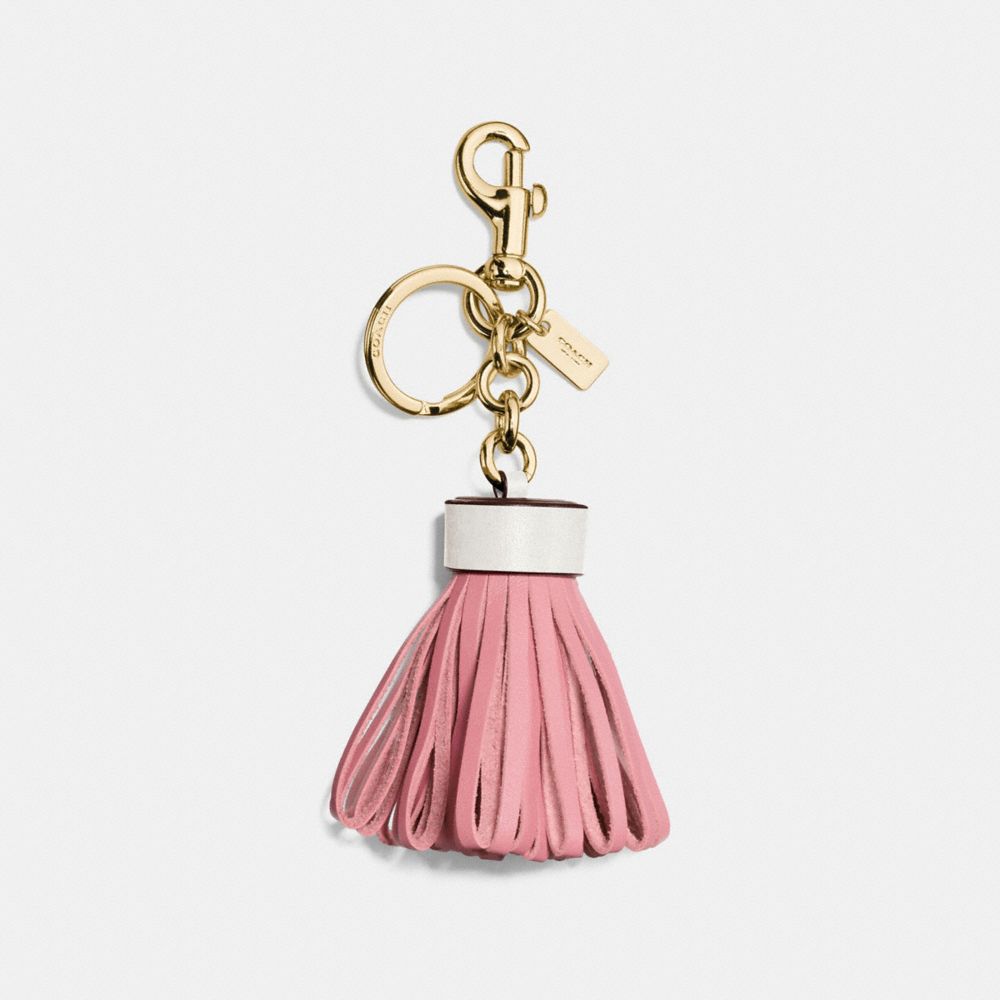 LEATHER TASSEL BAG CHARM - f58505 - GOLD/CHALK