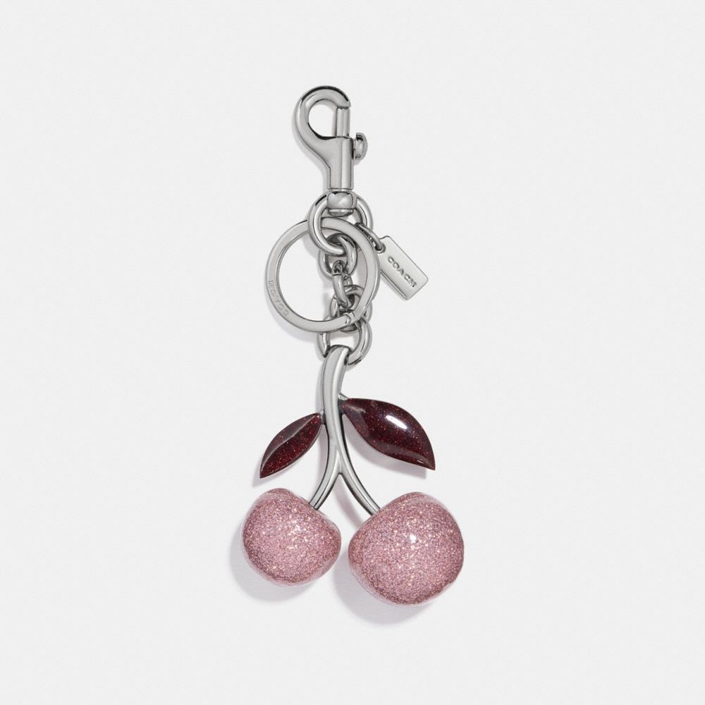 COACH F58516 Resin Cherry Bag Charm SILVER/BLUSH