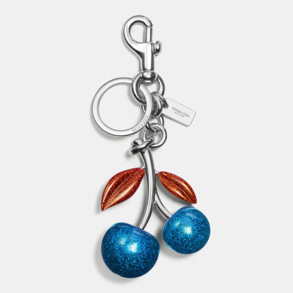 COACH F58516 Resin Cherry Bag Charm SILVER/CORNFLOWER