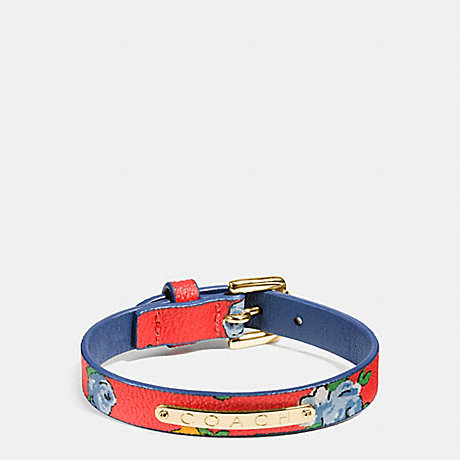 COACH f58520 COACH FLORAL COATED CANVAS BUCKLE BRACELET GOLD/BRIGHT RED