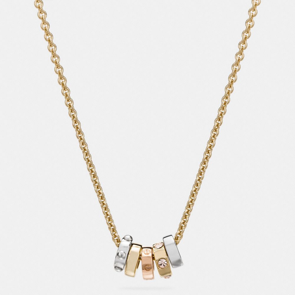 SHORT COACH RIVET RING NECKLACE - f58524 - GOLD/SILVER