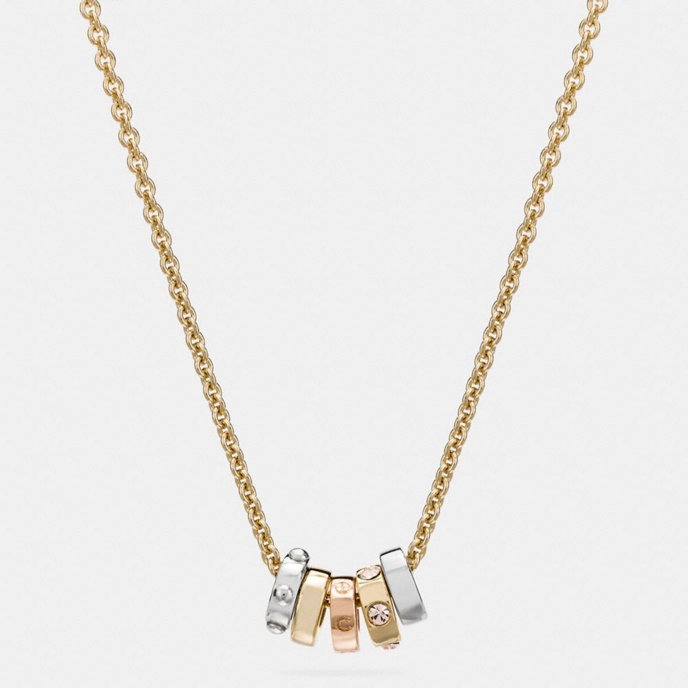 COACH SHORT COACH RIVET RING NECKLACE - GOLD/SILVER - f58524