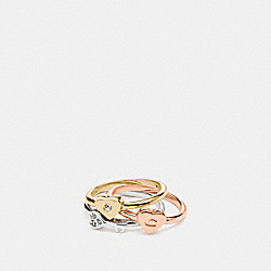 HEART MIX RING SET - GOLD/SILVER ROSEGOLD - COACH F58532