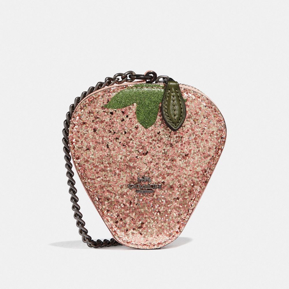 STRAWBERRY COIN CASE - BLUSH/BLACK ANTIQUE NICKEL - COACH F58547