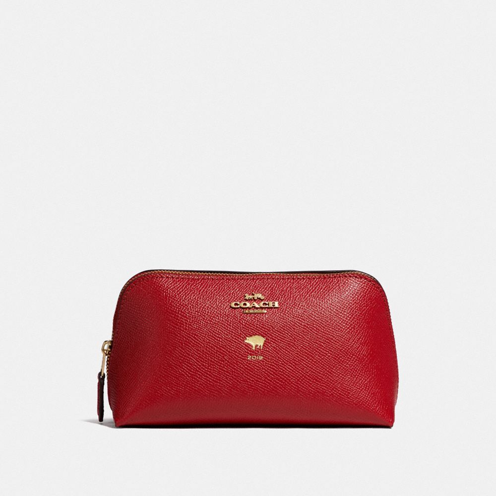 COACH LUNAR NEW YEAR COSMETIC CASE 17 - TRUE RED/IMITATION GOLD - F58548