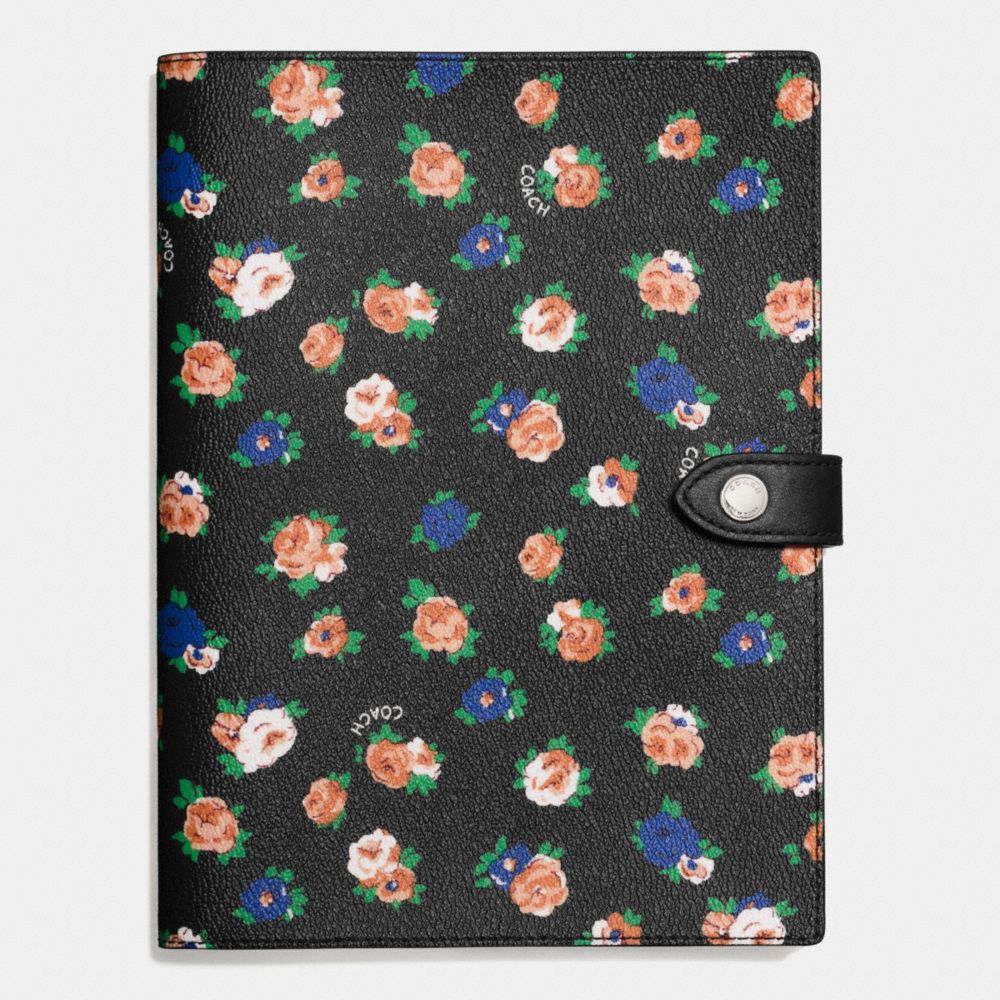 COACH F58570 Black Tea Rose Floral Notebook BLACK/MULTICOLOR