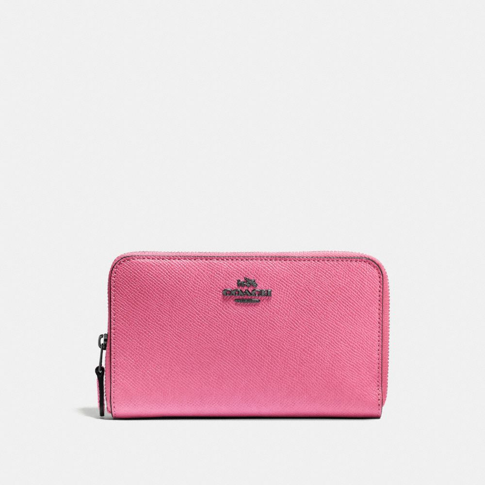 COACH F58584 MEDIUM ZIP AROUND WALLET BRIGHT PINK/DARK GUNMETAL