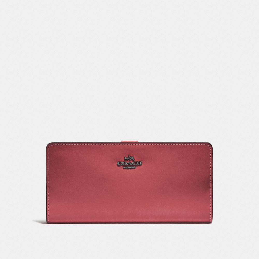 COACH F58586 Skinny Wallet WASHED RED/DARK GUNMETAL