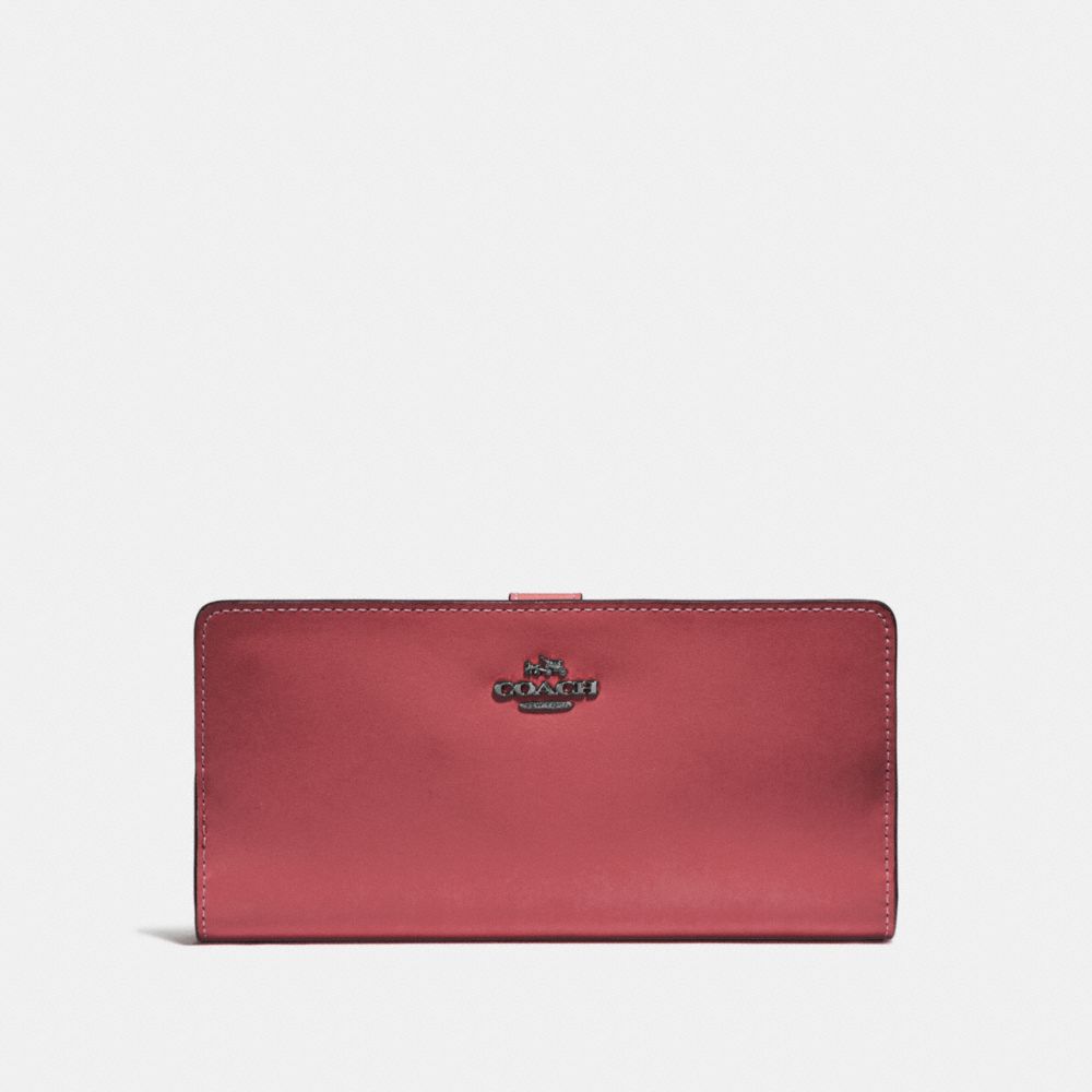 COACH SKINNY WALLET - WASHED RED/DARK GUNMETAL - F58586