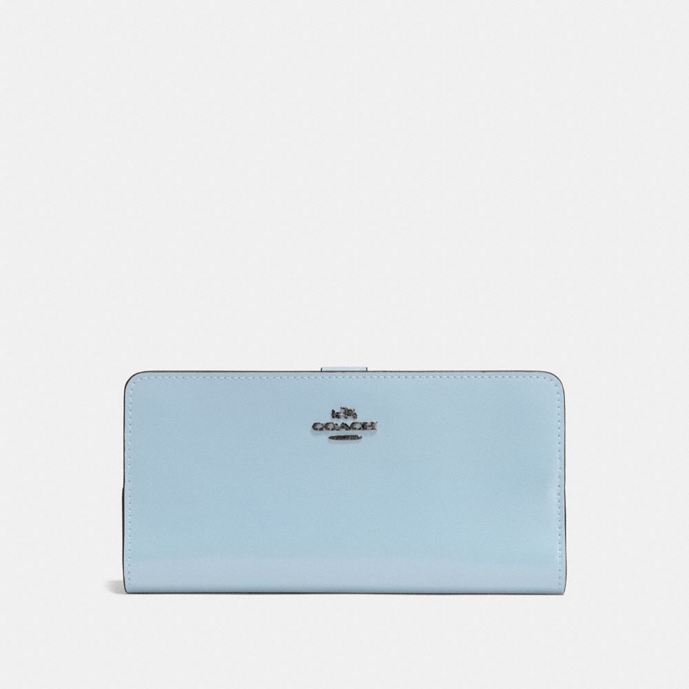 COACH F58586 Skinny Wallet DARK GUNMETAL/PALE BLUE