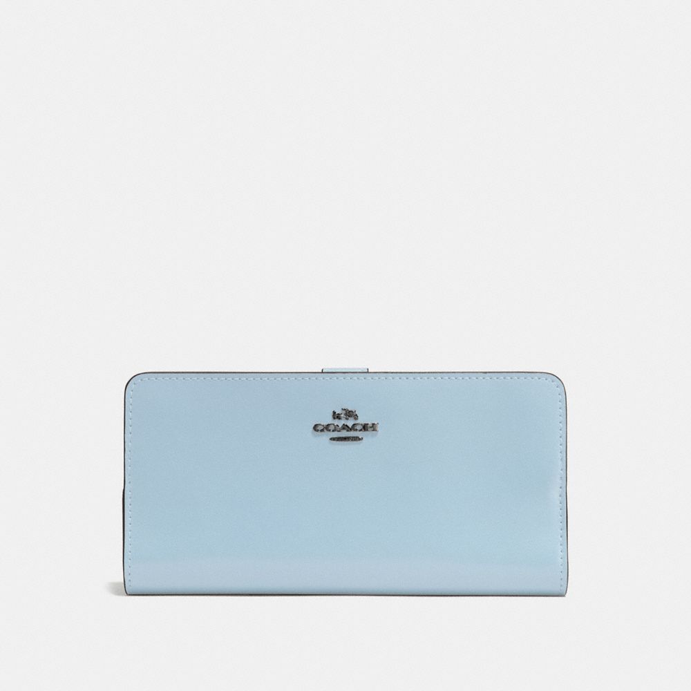 COACH F58586 SKINNY WALLET DARK-GUNMETAL/PALE-BLUE