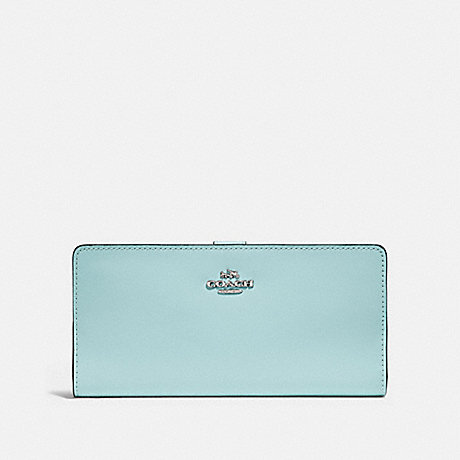 COACH F58586 SKINNY WALLET SV/LIGHT TURQUOISE