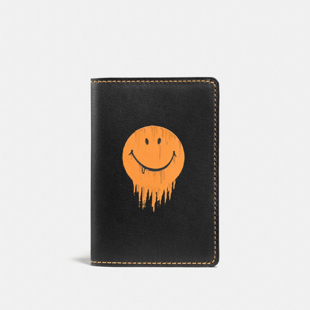COACH F58627 - CARD WALLET WITH GNARLY FACE PRINT BLACK
