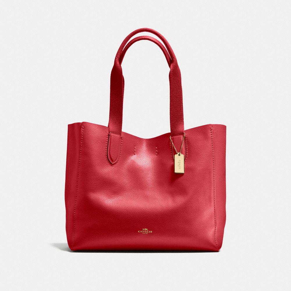 COACH DERBY TOTE - TRUE RED/LIGHT GOLD - F58660