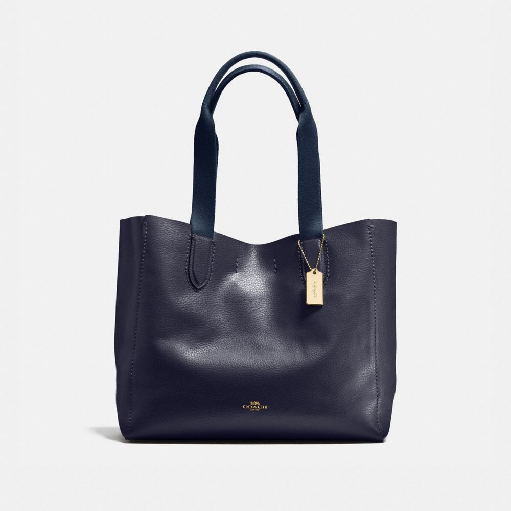 COACH F58660 Derby Tote In Pebble Leather LIGHT GOLD/MIDNIGHT