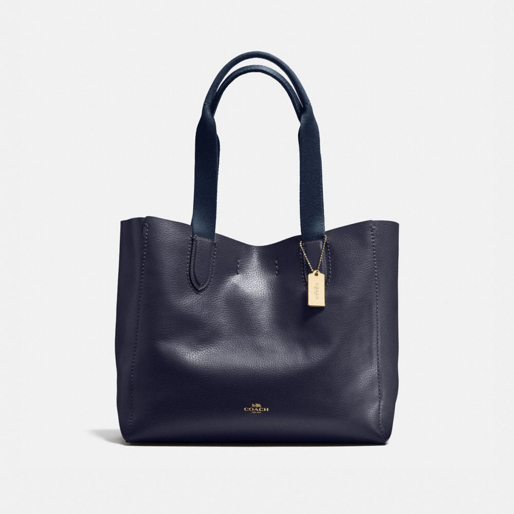 COACH f58660 DERBY TOTE IN PEBBLE LEATHER LIGHT GOLD/MIDNIGHT