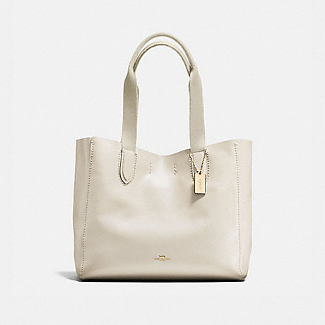 COACH f58660 DERBY TOTE IN PEBBLE LEATHER IMITATION GOLD/CHALK NEUTRAL