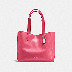 DERBY TOTE IN PEBBLE LEATHER - f58660 - SILVER/STRAWBERRY BRIGHT RED