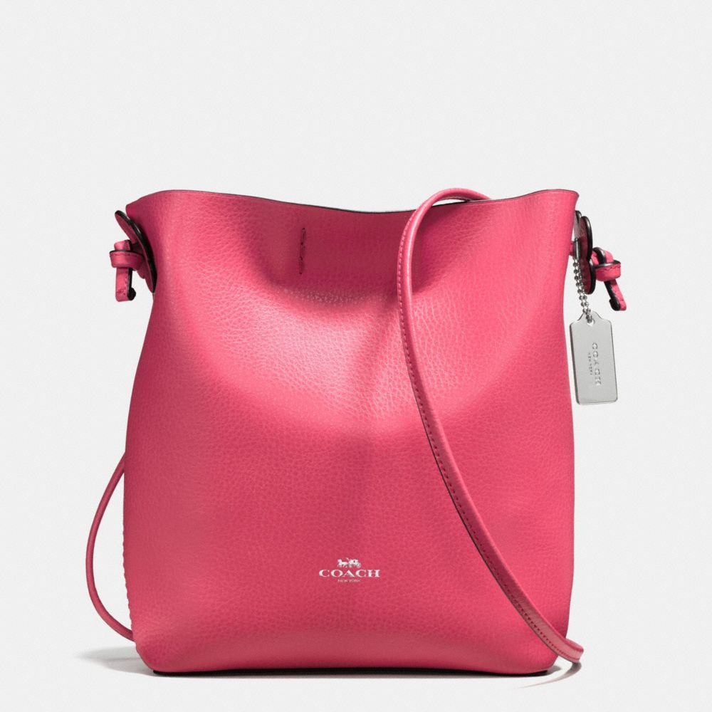 DERBY CROSSBODY IN PEBBLE LEATHER - f58661 - SILVER/STRAWBERRY BRIGHT RED