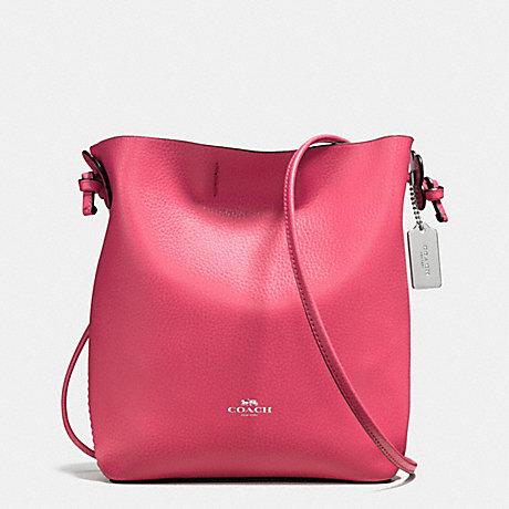 COACH F58661 DERBY CROSSBODY IN PEBBLE LEATHER SILVER/STRAWBERRY-BRIGHT-RED