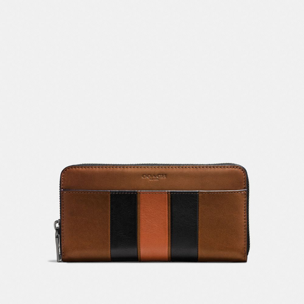 ACCORDION WALLET WITH VARSITY STRIPE - DARK SADDLE/BLACK - COACH F58692