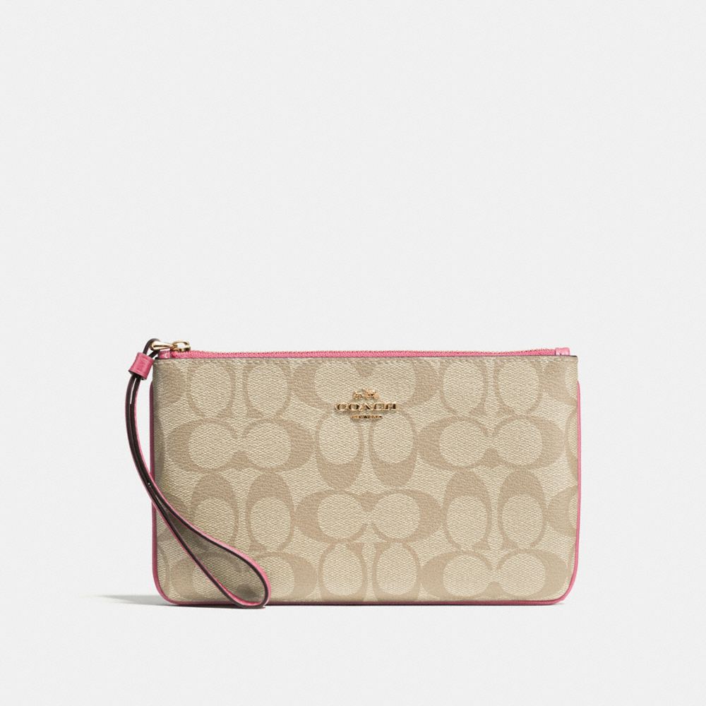 LARGE WRISTLET IN SIGNATURE CANVAS - f58695 - light khaki/peony/light gold