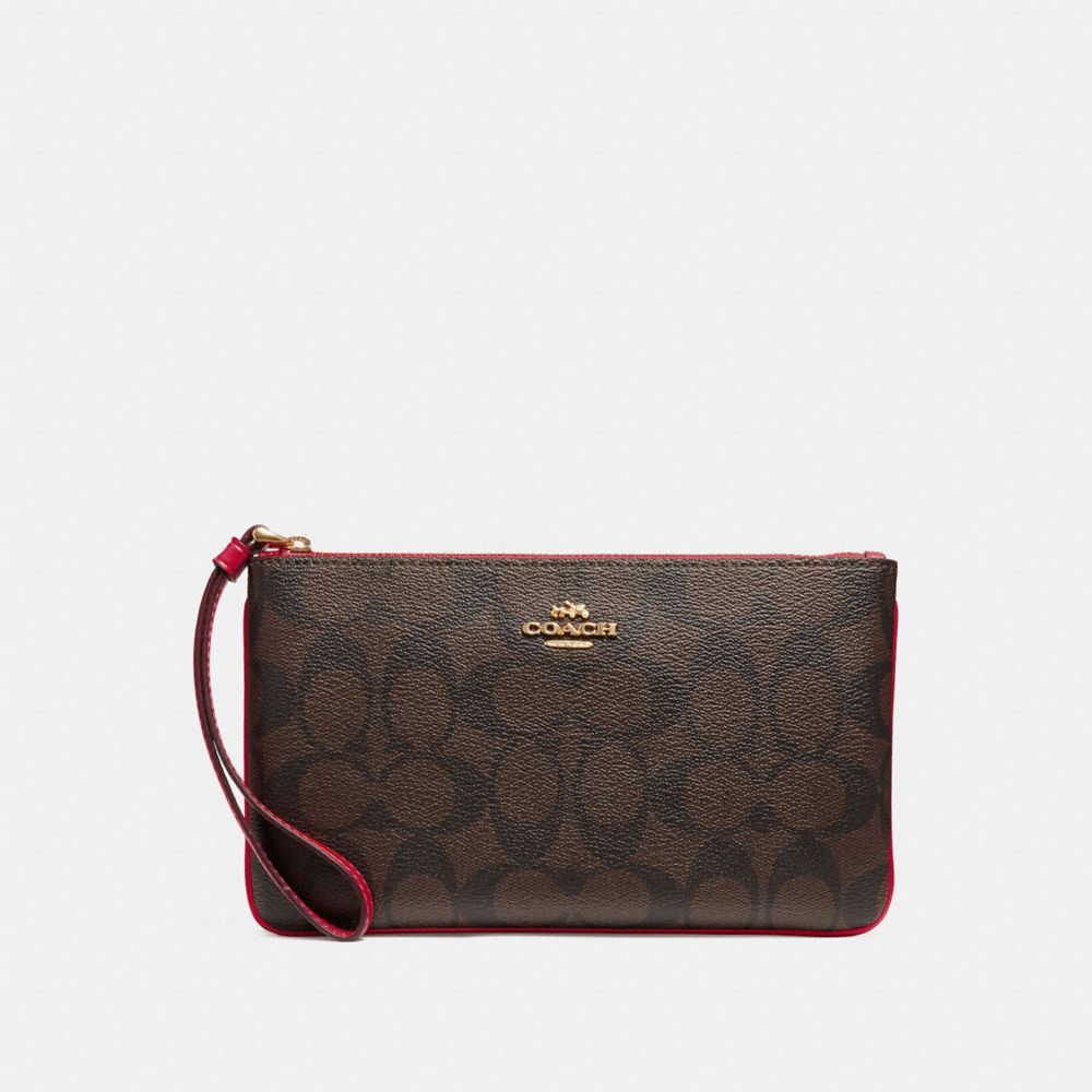 LARGE WRISTLET IN SIGNATURE CANVAS - BROWN/RUBY/IMITATION GOLD - COACH F58695