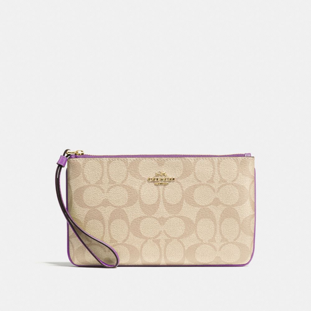 COACH F58695 LARGE WRISTLET IN SIGNATURE CANVAS LIGHT KHAKI/PRIMROSE/IMITATION GOLD