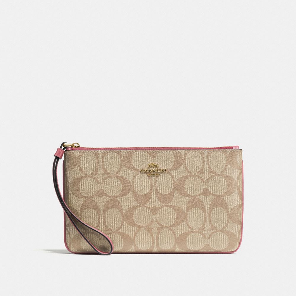 LARGE WRISTLET IN SIGNATURE CANVAS - LIGHT KHAKI/ROUGE/GOLD - COACH F58695