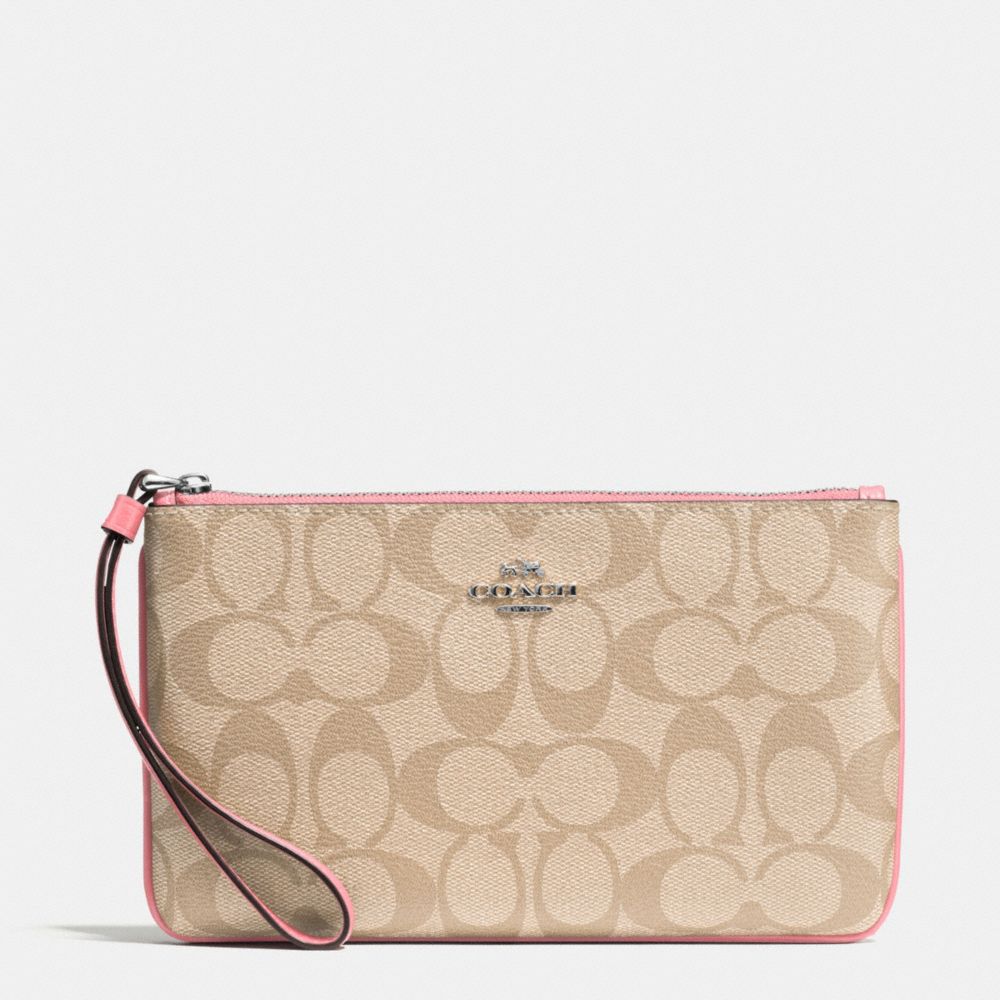 LARGE WRISTLET IN SIGNATURE COATED CANVAS - f58695 - SILVER/LIGHT KHAKI/BLUSH