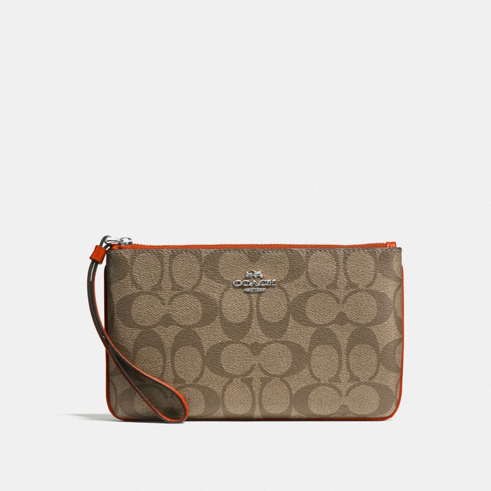 LARGE WRISTLET - KHAKI/ORANGE RED/SILVER - COACH F58695