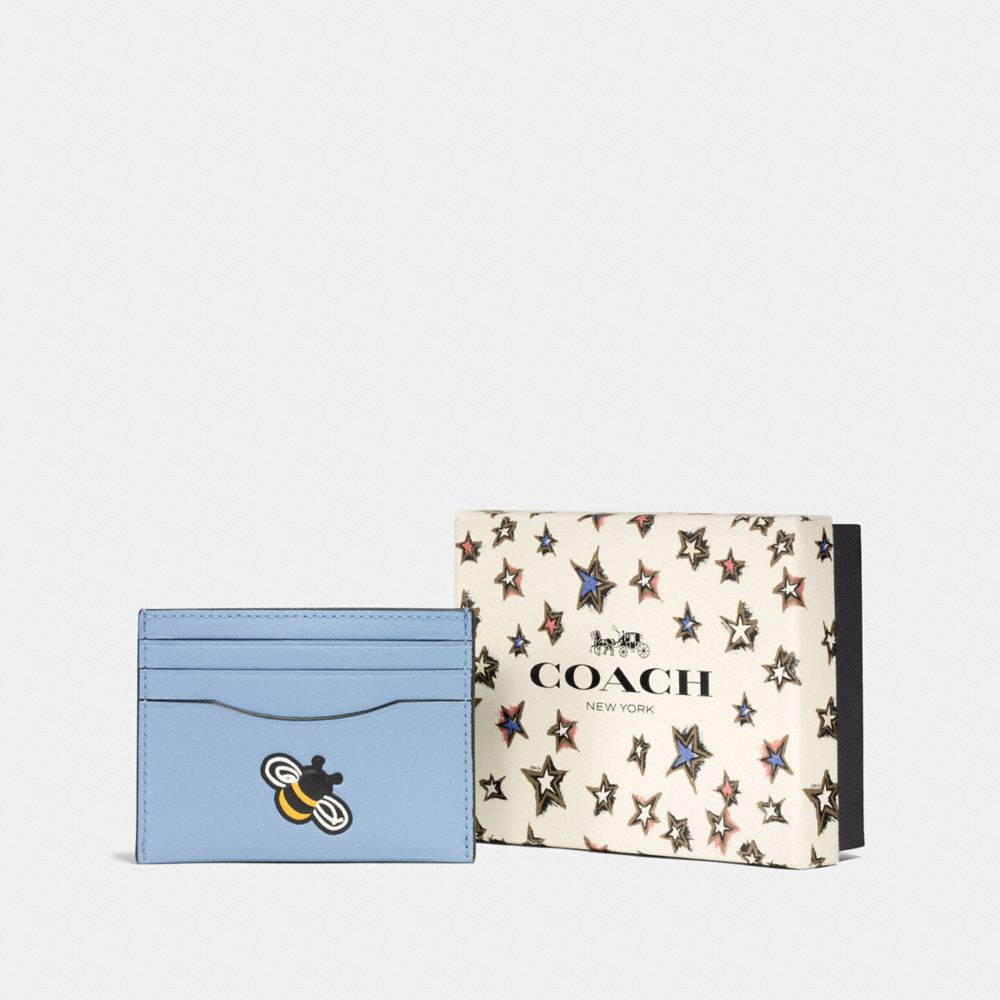 COACH BOXED CARD CASE - SV/CORNFLOWER - F58715