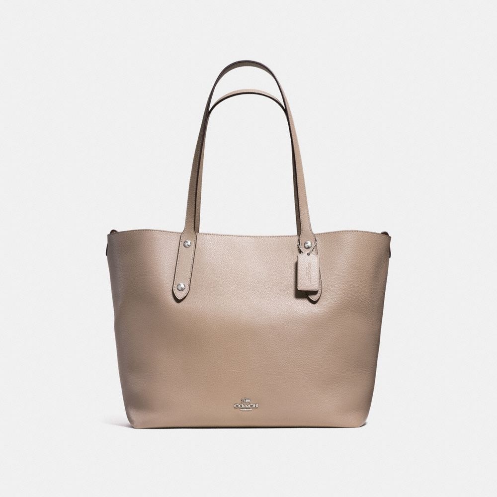 COACH F58737 - LARGE MARKET TOTE IN POLISHED PEBBLE LEATHER SILVER/STONE