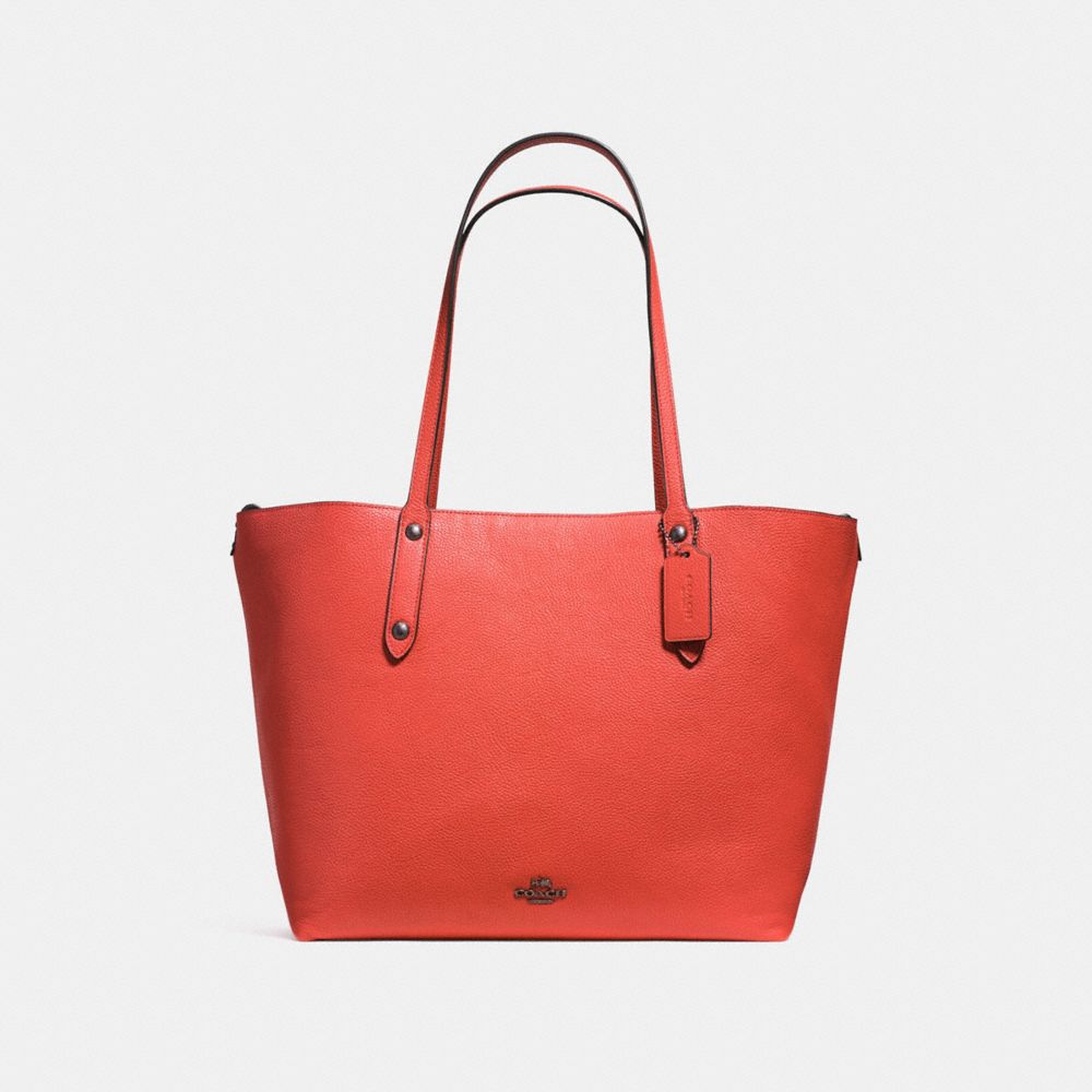 LARGE MARKET TOTE - COACH f58738 - DARK GUNMETAL/DEEP CORAL