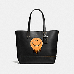 GOTHAM TOTE WITH GNARLY FACE PRINT - BLACK/BURNT SIENNA - COACH F58771
