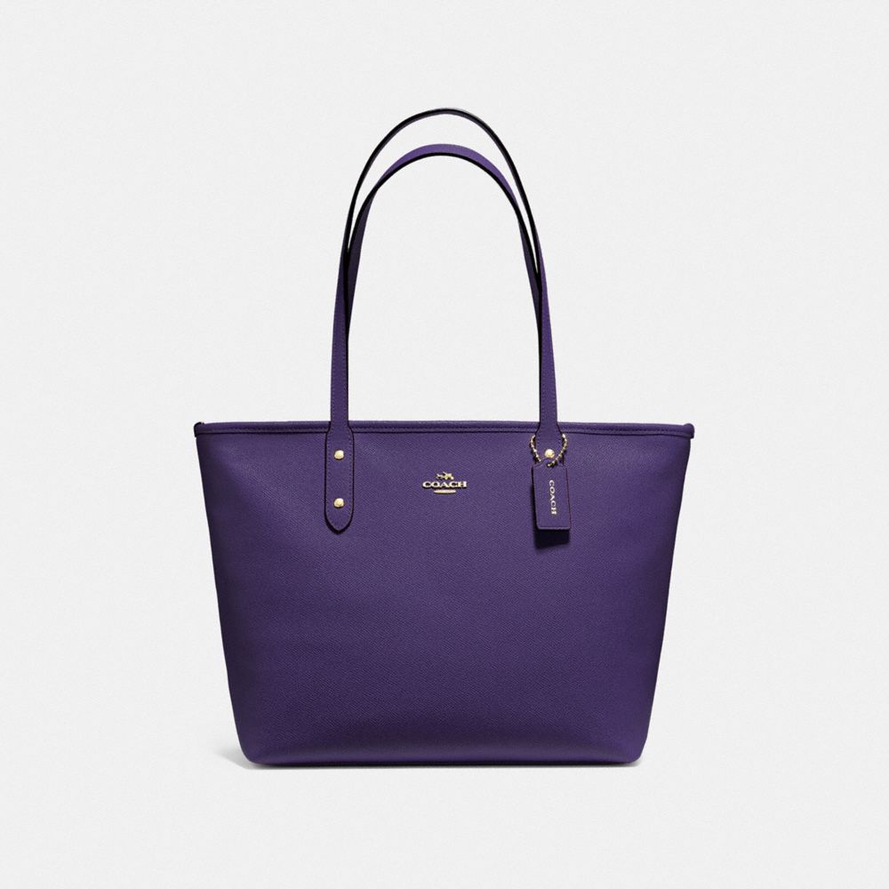 COACH CITY ZIP TOTE - DARK PURPLE/IMITATION GOLD - F58846