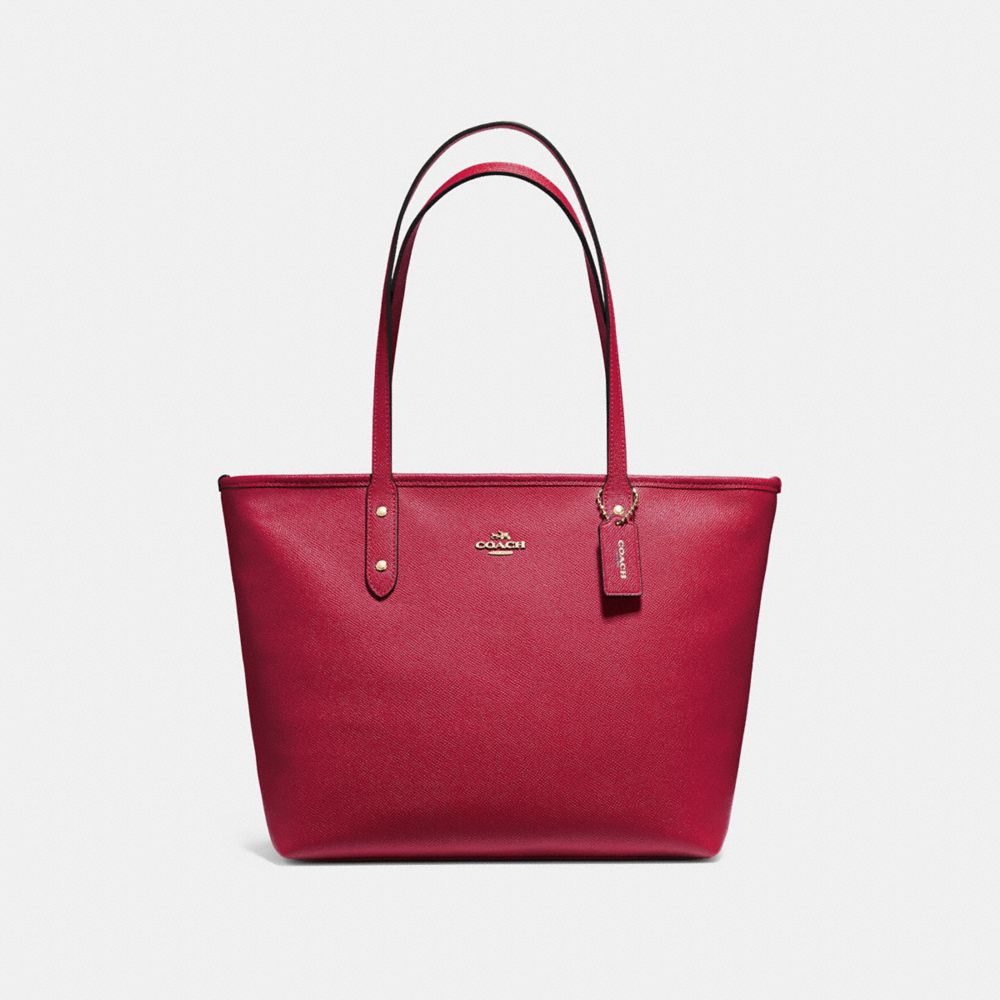 COACH F58846 City Zip Tote CHERRY /LIGHT GOLD