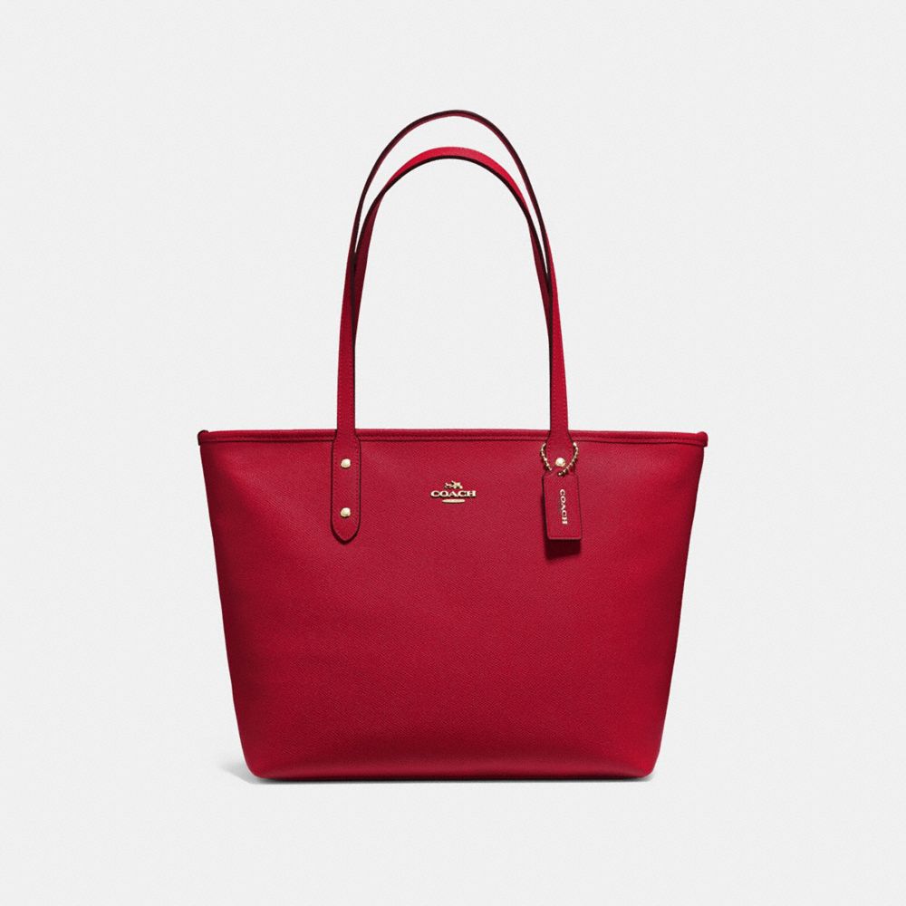 CITY ZIP TOTE - F58846 - TRUE RED/IMITATION GOLD