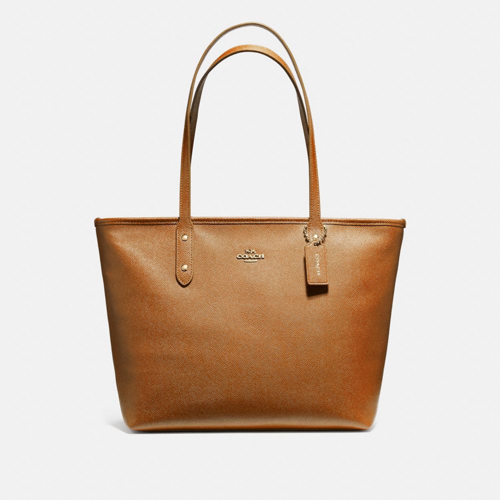 CITY ZIP TOTE - f58846 - LIGHT SADDLE/IMITATION GOLD