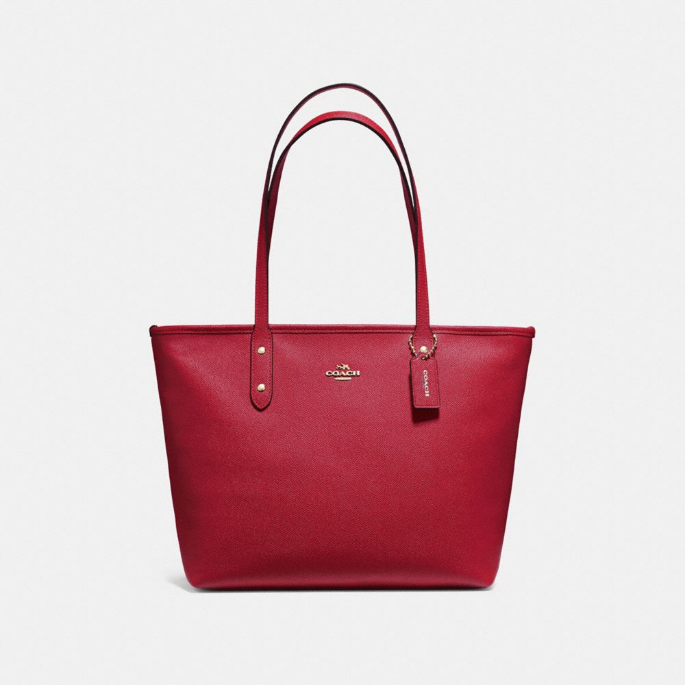 CITY ZIP TOTE - F58846 - RUBY/LIGHT GOLD