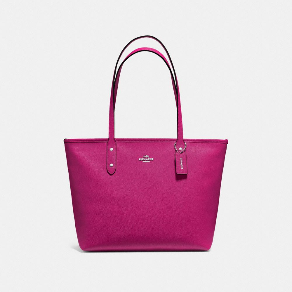 COACH F58846 CITY ZIP TOTE CERISE/SILVER