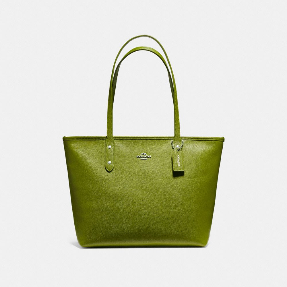 COACH CITY ZIP TOTE - YELLOW GREEN/SILVER - F58846